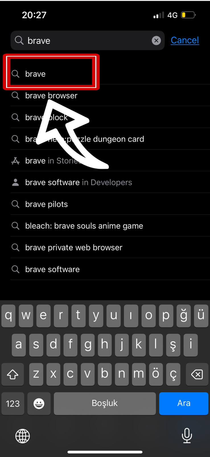 Searching Brave Browser in App Store
