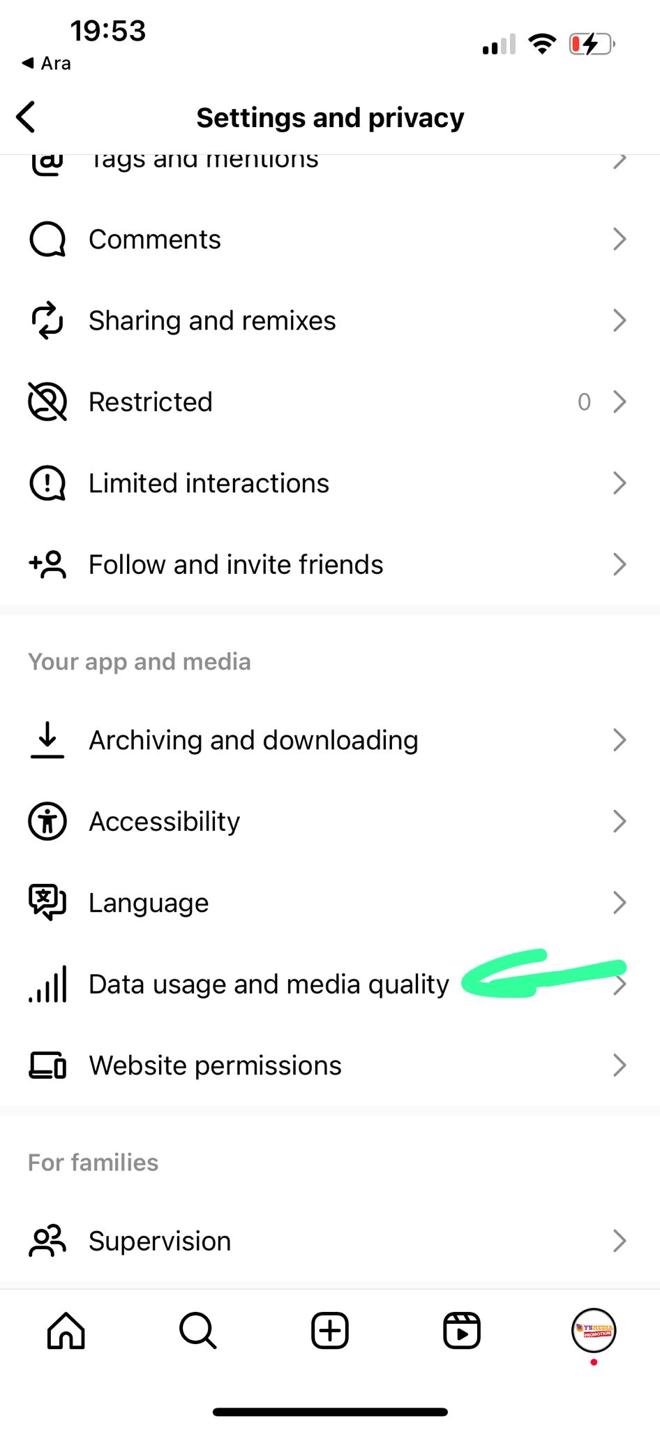 Find the Data Saver option